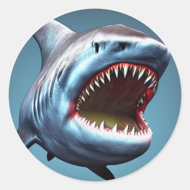 Pegatina Redonda Big Jaws Shark (Anverso)