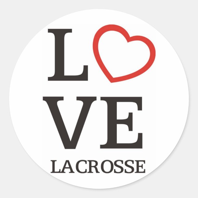 Pegatina Redonda Big LOVE Lacrosse (Anverso)