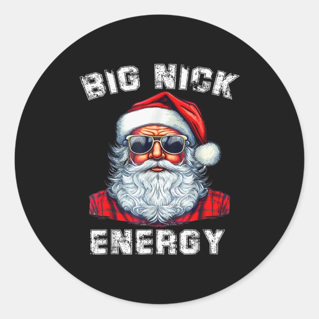 Pegatina Redonda Big Nick Energy Funny Santa Christmas  (Anverso)