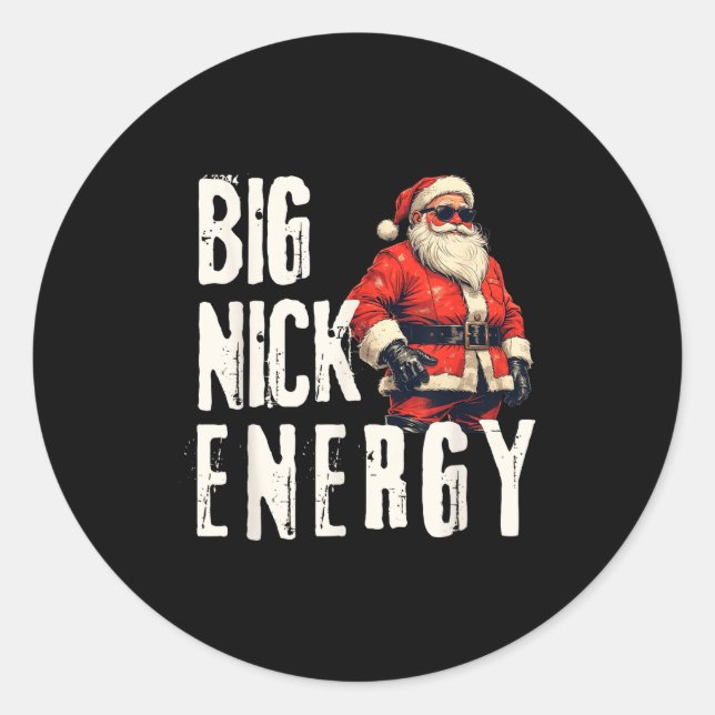 Pegatina Redonda Big Nick Energy Funny Santa Christmas  (Anverso)