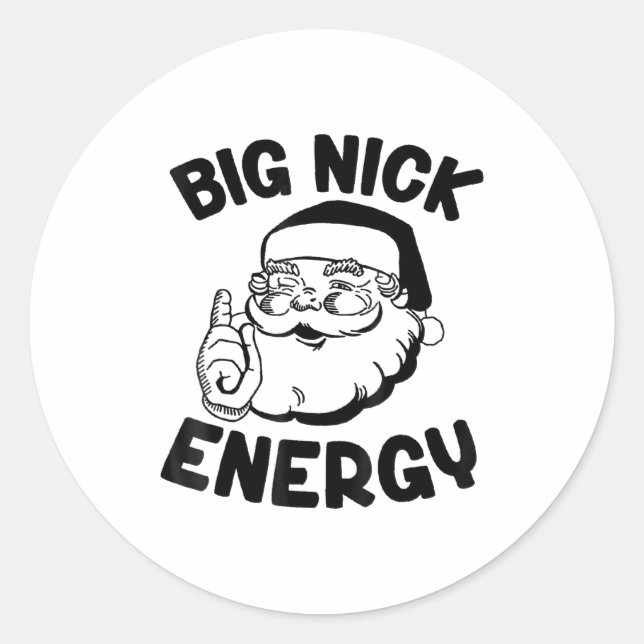 Pegatina Redonda Big Nick Energy Funny Santa Christmas  (Anverso)