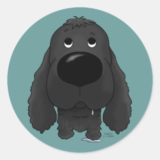 Pegatina Redonda Big Nose Cocker Spaniel