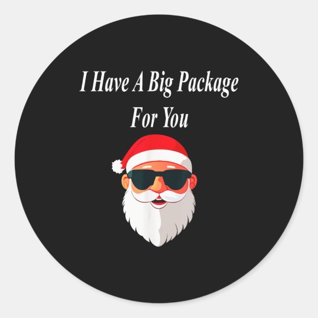 Pegatina Redonda Big Package Christmas Funny Naughty Dirty Raunchy  (Anverso)