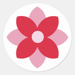 Pegatina Redonda Big Poinsettia Red and Pink Holiday Sticker