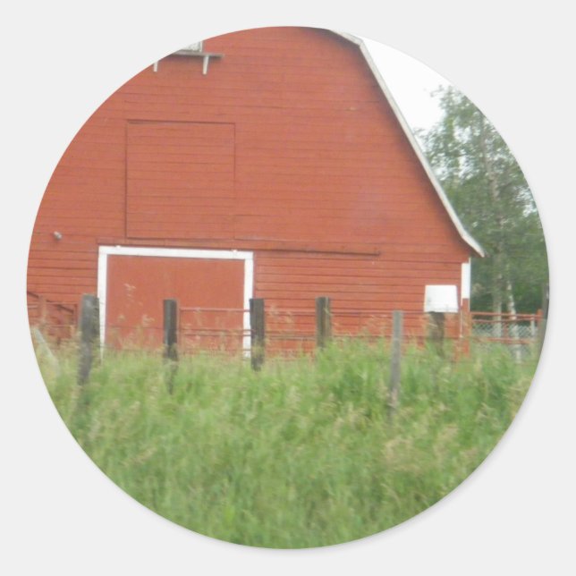 Pegatina Redonda Big Red Barn (Anverso)
