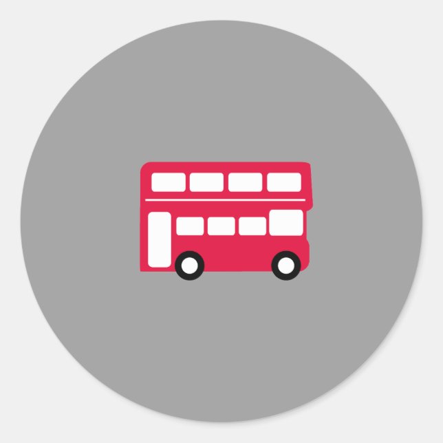 Pegatina Redonda Big Red Bus (Anverso)