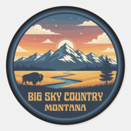 Pegatina Redonda Big Sky Country Montana