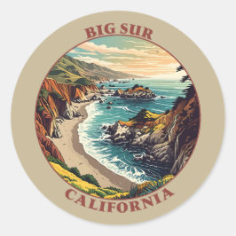 Pegatina Redonda Big Sur California EE.UU.