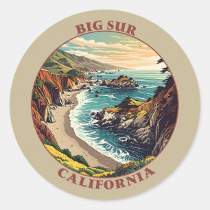 Pegatina Redonda Big Sur California EE.UU.