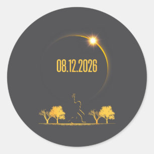 Pegatina Redonda Bigfoot 08.12.26 Eclipse Solar Total 2026