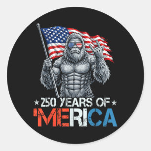 Pegatina Redonda Bigfoot 250 años de Merica Rock Bandera Americana 