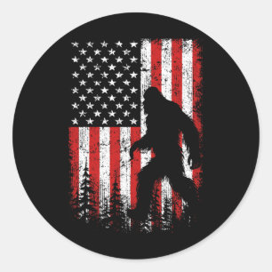 Pegatina Redonda Bigfoot 4 de julio bandera americana patriótica ro