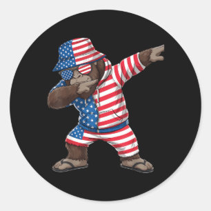 Pegatina Redonda Bigfoot Bandera Americana Rojo Blanco Azul Patriót