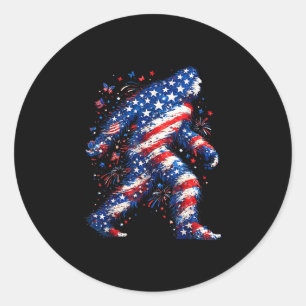 Pegatina Redonda Bigfoot bandera americana sasquatch patriótico div