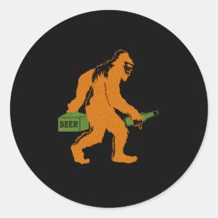 Pegatina Redonda Bigfoot Beer Sasquatch Yeti Beer Lover Beer Botell