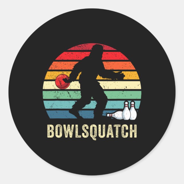 Pegatina Redonda Bigfoot Bowling Gift Sasquatch Gifts Bowler Byll P (Anverso)