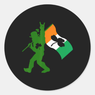 Pegatina Redonda Bigfoot Clover Leaf St Patricks Day Irish Sasquatc