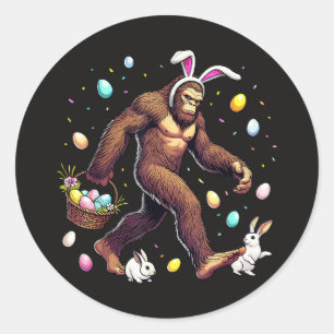 Pegatina Redonda Bigfoot Día de Pascua Divertido Sasquatch