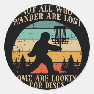 Pegatina Redonda Bigfoot Disc Golf Not All Who Wander Lost Men Wome