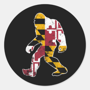 Pegatina Redonda Bigfoot Maryland Flag State Sasquatch Men Ki
