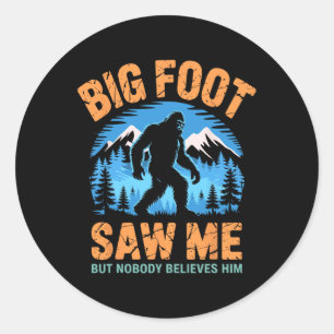 Pegatina Redonda Bigfoot Me Vio Divertido Sasquatch Retro Gran Pie
