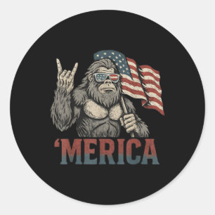 Pegatina Redonda Bigfoot Merica Roca Bandera Americana Patriótica U