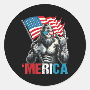 Pegatina Redonda Bigfoot Merica Roca Bandera Patriótica Americana 4
