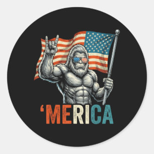 Pegatina Redonda Bigfoot Merica Rock Bandera Americana Patriótica 4