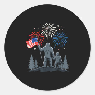Pegatina Redonda Bigfoot papá 4 de julio bandera americana patrióti