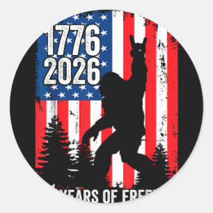 Pegatina Redonda Bigfoot patriótico 250 años de libertad usa 250º