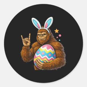 Pegatina Redonda Bigfoot Sasquatch Bunny Pascua Hombres Mujeres Niñ