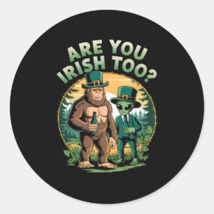 Pegatina Redonda Bigfoot Y Alien Beer Funny St Patricks