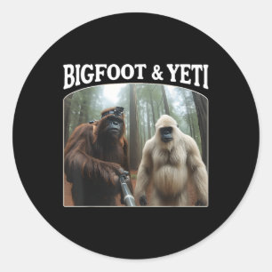 Pegatina Redonda Bigfoot y Yeti divertidos Vlogs de Sasquatch Bigfo