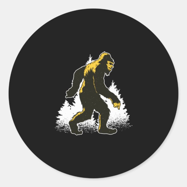 Pegatina Redonda Bigfoot Yeti (Anverso)