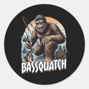 Pegatina Redonda Bigfoots Graciosos Regalos De Pesca Para Hombres B