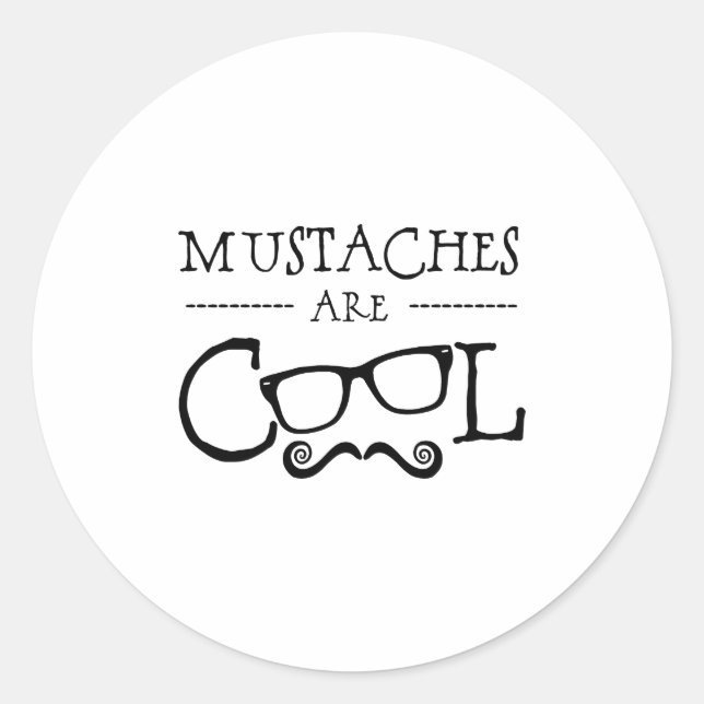 Pegatina Redonda Bigotes Gafas Cool (Anverso)