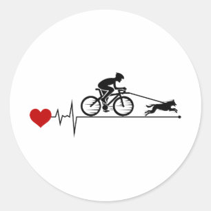Pegatina Redonda Bikejoring DogScooting Dog Sport Bicicleta Bicicle