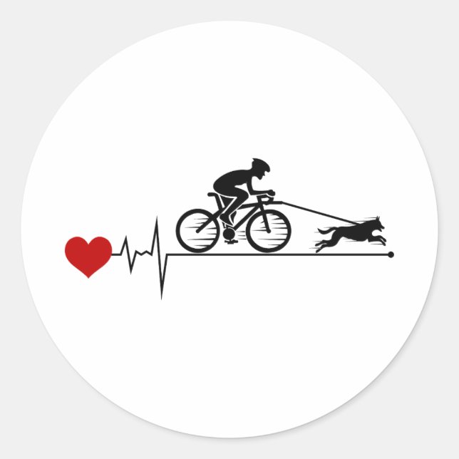 Pegatina Redonda Bikejoring DogScooting Dog Sport Bicicleta Bicicle (Anverso)