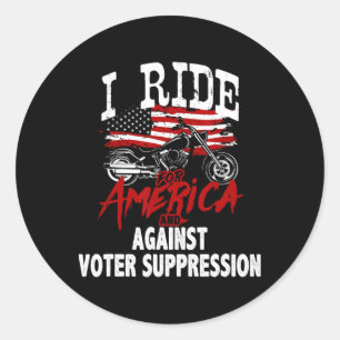 Pegatina Redonda Biker anti Trump se resiste a la supresión de vota
