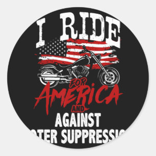 Pegatina Redonda Biker anti Trump se resiste a la supresión de vota