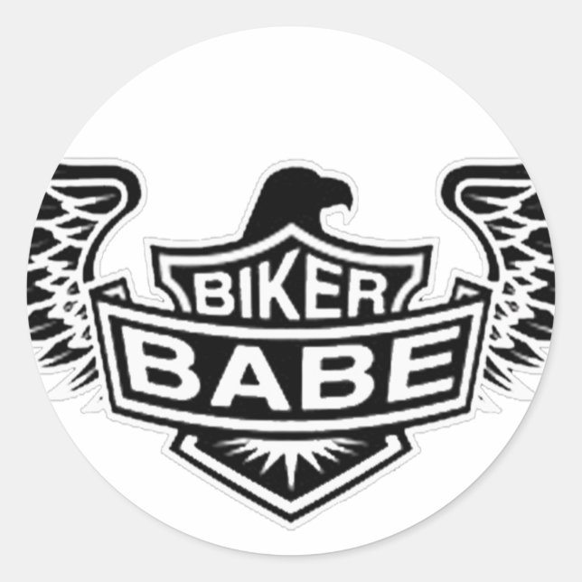 Pegatina Redonda Biker Babe (Anverso)