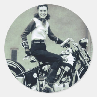 Pegatina Redonda Biker Babe