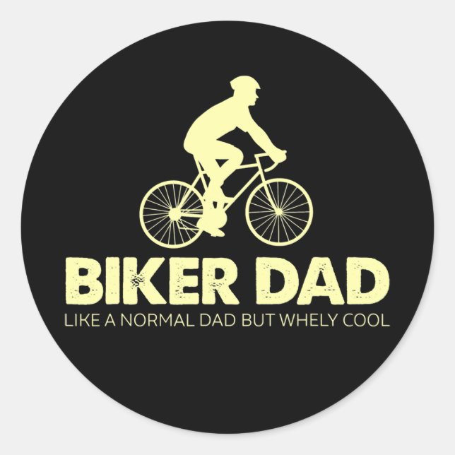Pegatina Redonda Biker Dad Like A Normal Dad Cycling Biking (Anverso)