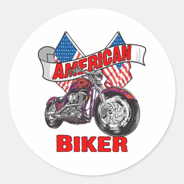 Pegatina Redonda Biker de Banderas de Estados Unidos (Anverso)