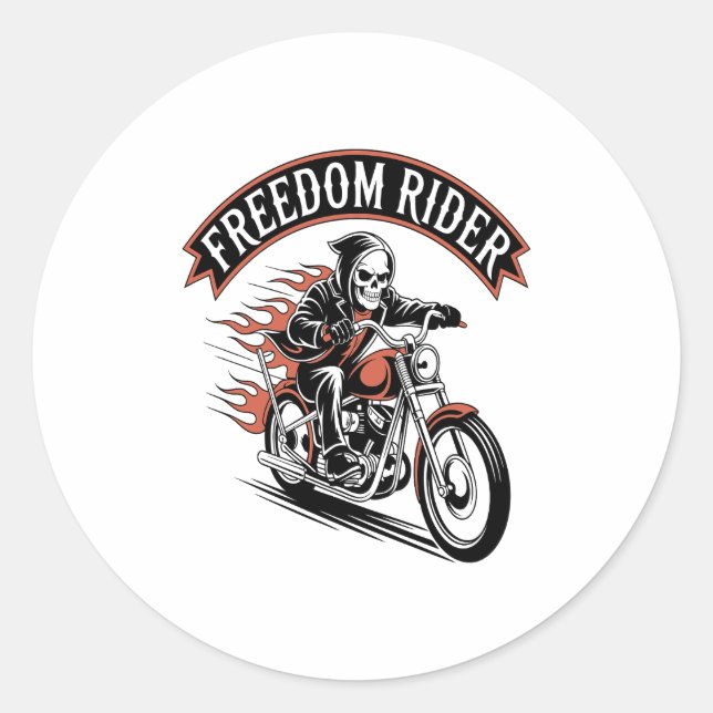 Pegatina Redonda Biker de FreeDom Rider (Anverso)