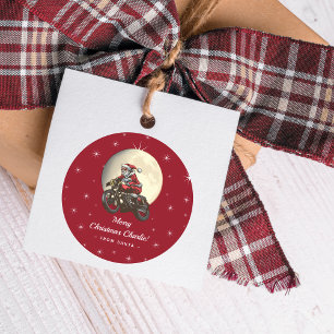 Pegatina Redonda Biker divertida del regalo de los Navidades de San