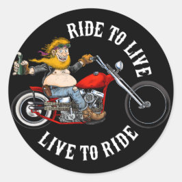 Pegatina Redonda biker motard ride to live