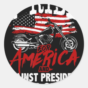 Pegatina Redonda Biker Resist Anti Trump se resiste contra espuelas