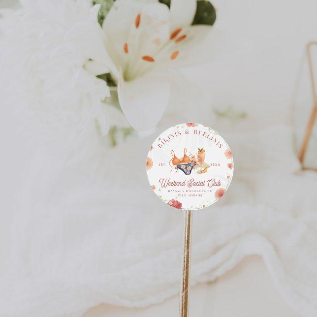 Pegatina Redonda Bikinis y Bellinis Club Social de Despedida de Sol (Subido por el creador)