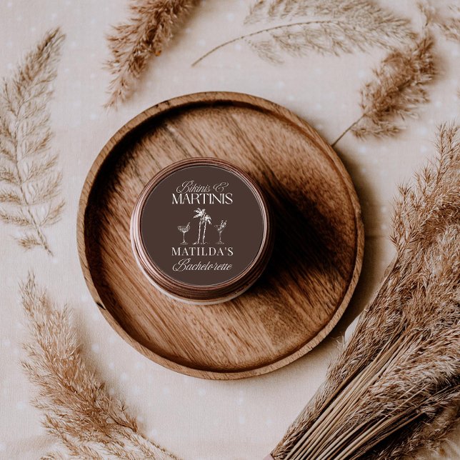 Pegatina Redonda Bikinis y martinis Elegante despedida de soltera a (Subido por el creador)